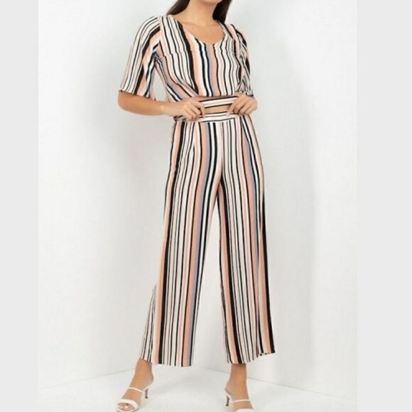 Matching Set sz L - Tied Back Crop Top w High Waist Crop Pant - Picture 3 of 9